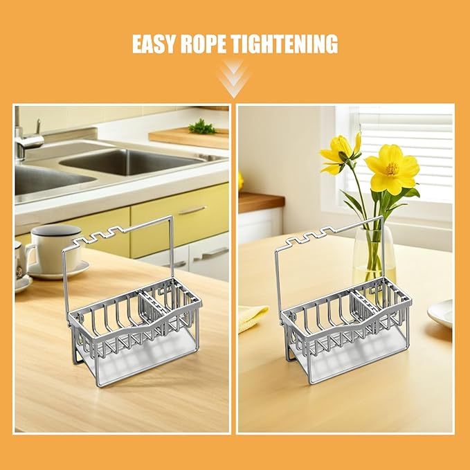 FUOYLOO Sink Organizer Rack For Kitchen Sponge Storage Holder Sink Box Holder Soap Dispenser Tray Countertop Accessories Storage Rack