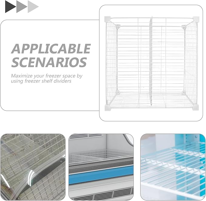 Chest Freezer Divider Storage Organizers, 2 Compartments Mesh Metal Basket, Modular Shelf Separator, Freezer Organization Tray, Refrigerator Drawer Bin