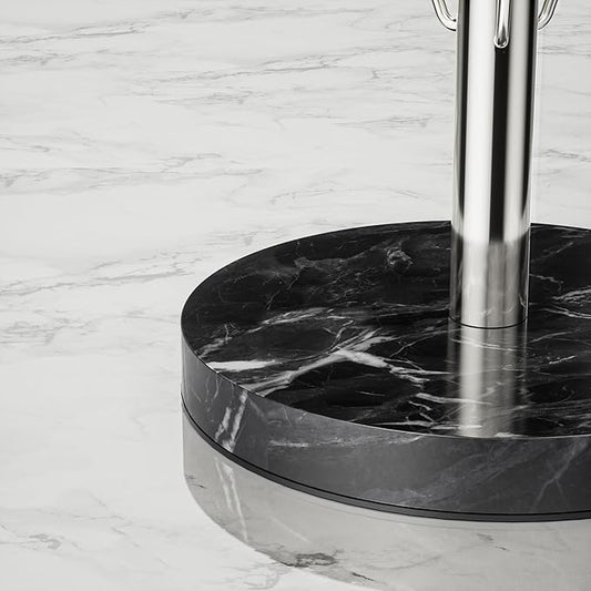 YIGII Heavy Marble Base Paper Towel Holder Countertop - Standing Paper Towel Roll Holder with Black Weighted Base, Gold Papertowel Holder for Kitchen