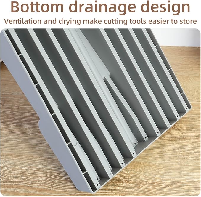 Knife Holder, In Drawer Knife Block Holder with Expandable Cutlery Tray Kitchen Drawer Organizer Insert-Holds 11 Knives for Save Space & Kitchen Safety (16 holder, Polypropylene (PP))