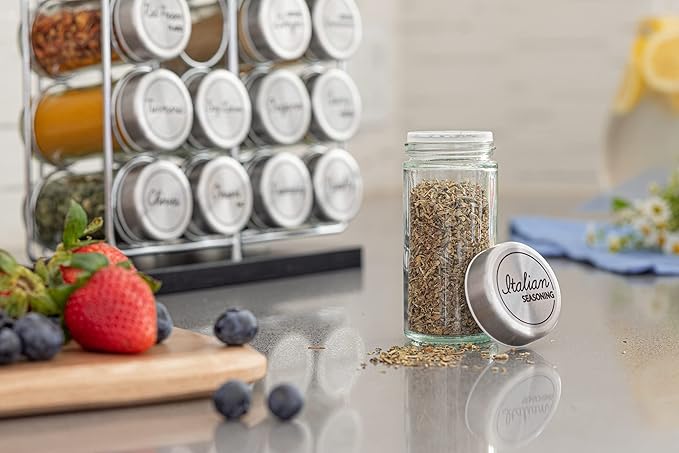 Orii Spice Labels - Clear Round - 160 Pre-Printed +20 Blank