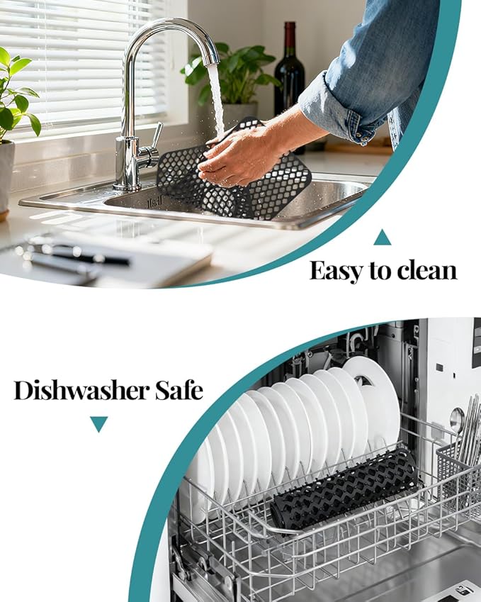 SEEK RARE Kitchen Sink Mat 24 x 13in Silicone Sink Mat Non Slip Sink Protector for Farmhouse Kitchen Black