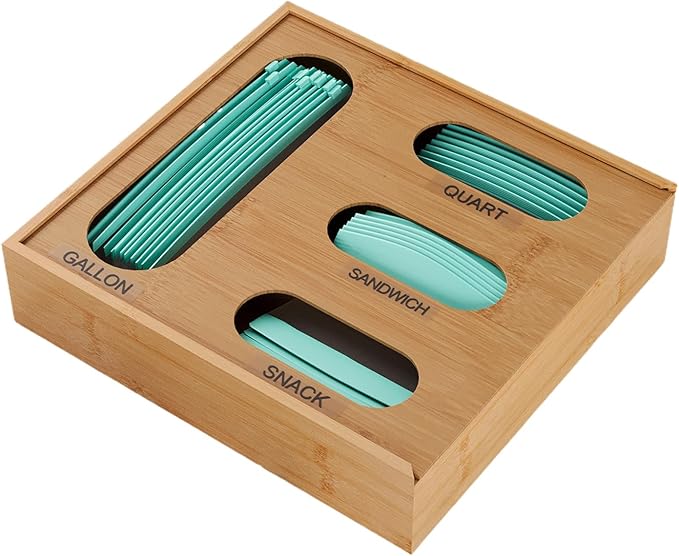 Baggie Organizer For Drawer, Easy Access, 32.5x30.5x7.5cm, Food Storage Bag Organizer, Storage Bag Container, Lightweight Design, For Gallon Quart Sandwich Snack