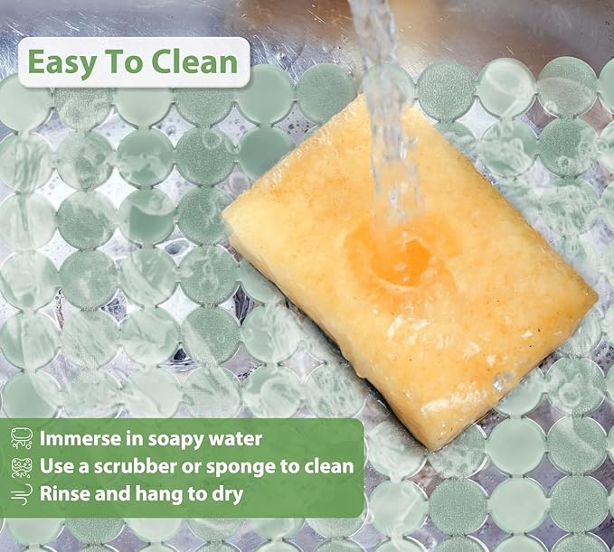 Kitchen Sink Mat for Stainless Steel/Ceramic Sinks,2 Pack Dish Sink Mats for Kitchen Sink with Scissors, Fast Draining,Easy to Clean,DIY Cut,15.7 X 11.8 Inch(Green)