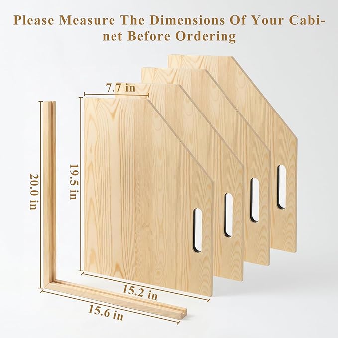 6 Pack Wood Tray Dividers for Cabinet, Cookie Sheet Organizer for Cabinets, Baking Sheet Organizer, No-Cut Kitchen Cabinet Dividers, Cookie Trays for Kitchen, Pantry Storage (12, Pounds)