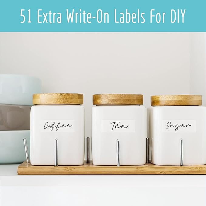 Hebayy 612 Script Pantry Food Labels, Water & Oil Resistant Pantry Label Stickers Food Jar Label for Organization and Storage