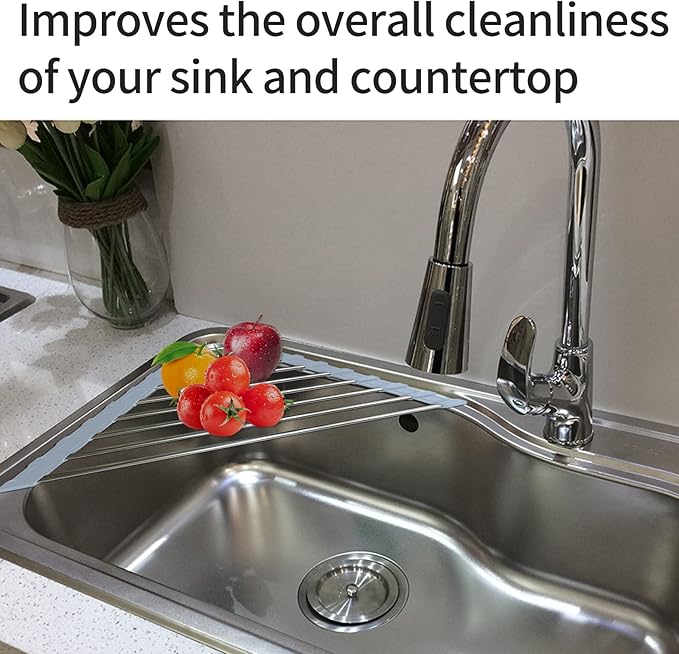 2 Pack Sink Sponge Holder in Sink Dish Drying Rack Corner Sink Strainer for Kitchen Sink Caddy Corner Sink Strainer Over The Sink Shelf (2Pack Single Round Tube Type)