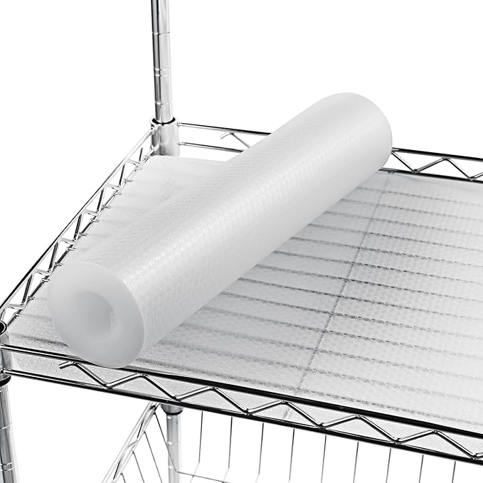 AMZABBY Wire Shelf Liner 14x197'' Clear Shelf Liner Kitchen,Cabinets,Drawer Liner, Cupboard, Under Sink, Pantry,Non-Adhesive Liner,Stain-Proof Shelf,1.2mm Thicken/Waterproof/Anti-Slip Liners
