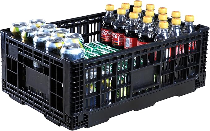 JGLDG Collapsible Storage Bin Container，52 Liter Transfer heavy duty plastic storage box , Versatile Storage Basket milk crates (1)