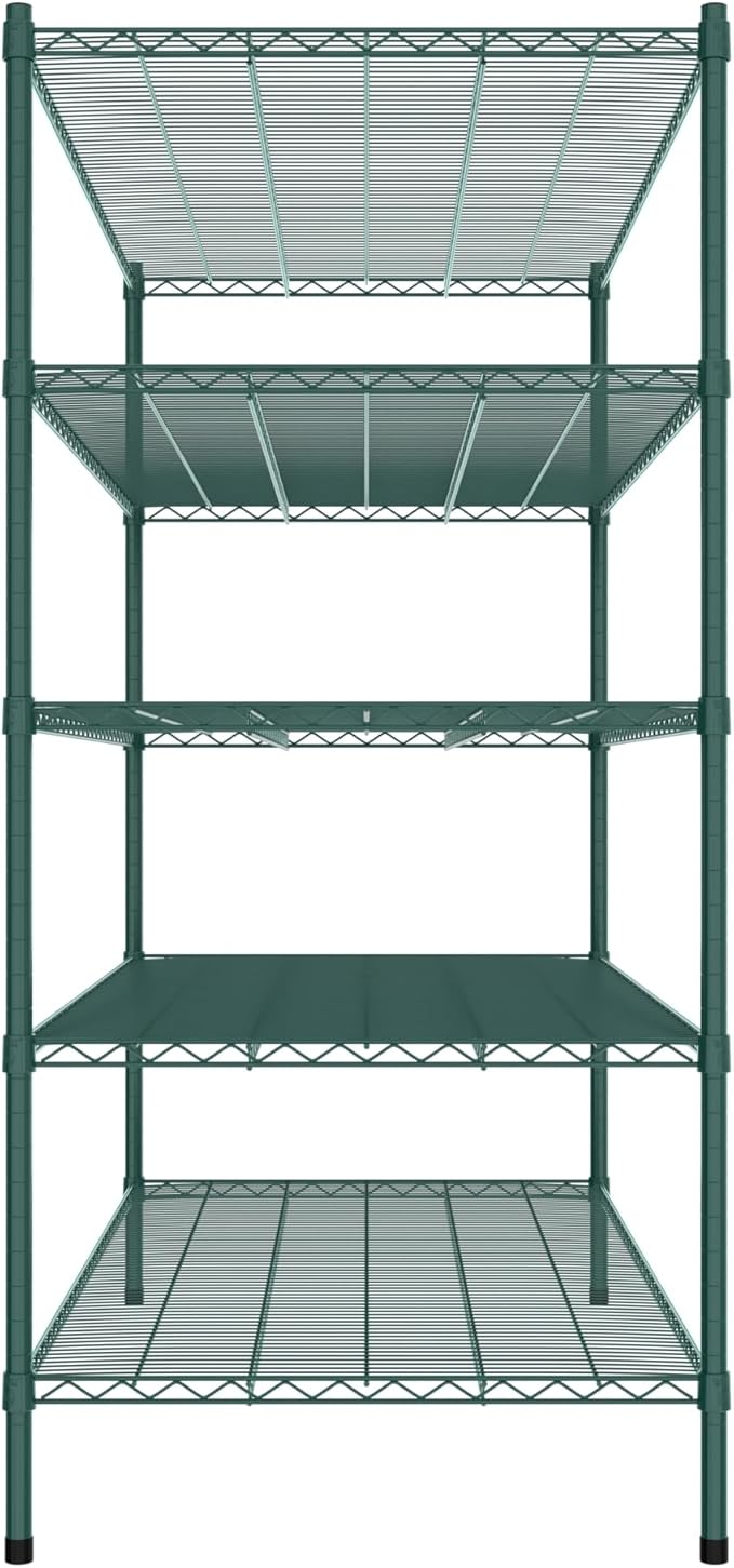 Commercial NSF Listed Green Epoxy Stationary Wire Shelving Kit 30" x 60" x 64", with 5 Shelves Perfect for Warehouse, Walk-in Refrigerator, Freezer, Grocery Store, Restaurant, Dishroom