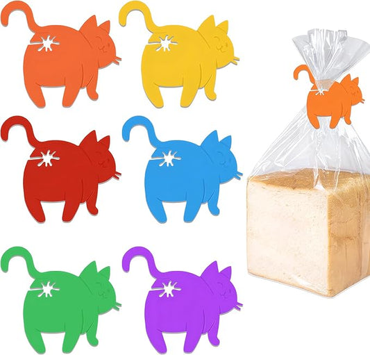6PCS Cat Bread Clip,Cat Bag Clips for Food,Funny 3D Printed Bag Holder,Reusable Food Clips for Bags,Multicolor Bread Bag Clip,Chip Clip Cute,Novelty Kitchen Gadget Quirky Home Decor Gift for Cat Lover