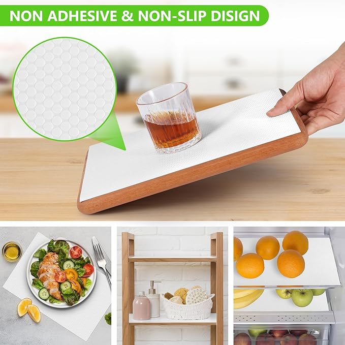 White Shelf Liners for Kitchen Cabinets Non Adhesive Drawer Liner for Bathroom Waterproof Refrigerator Liners for Shelves Fridge Plastic Mats Cabinet Cupboard Liner 17.5 x 78.7 Inches