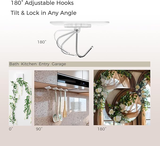 Adhesive Wall Hooks,Heavy Duty Hooks for 22lb, Clear No Drill Wall Hooks for Tile Glass, Waterproof & Removable, Home, Bathroom, Kitchen, Office, and Outdoor 10 Pack