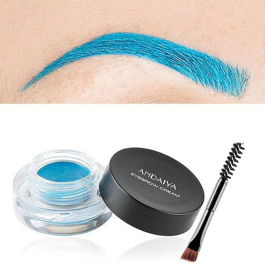MAEPEOR 12 Colors Eyebrow Pomade Full-pigmented Long Lasting Waterproof Eyebrow Cream Gel Filling & Shaping Tinted Eyebrows Enhancers with Brush for Daily or Cosplay (11 Sky Blue)