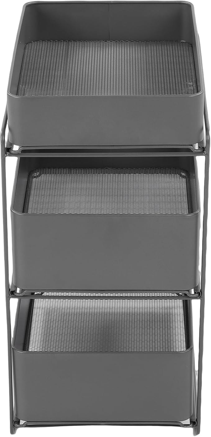 Under Sink Organizer, 3-Tier Pull Out Bathroom Cabinet Countertop Organizers Shelf, Extendable Drawer Kitchen Storage Sink Shelves for Bathroom Laundry Pantry