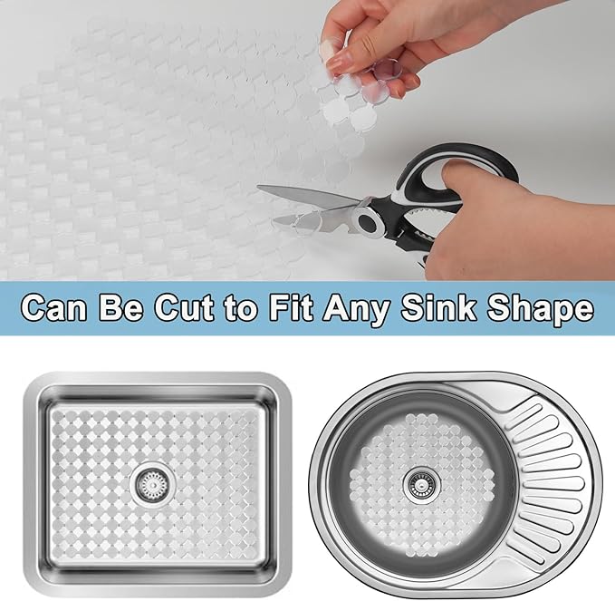 Kitchen Sink Mat for Stainless Steel/Ceramic Sinks,2 Pack Sink Protectors for Kitchen Sink with Scissors, Fast Draining,Easy to Clean,DIY Cut,15.7 X 11.8 Inch(Transparent)
