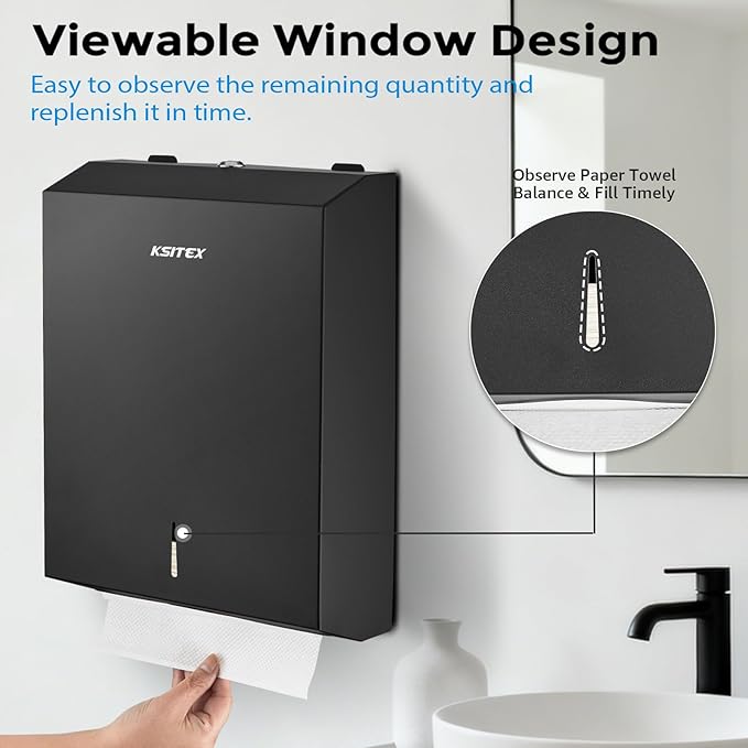 Paper Towel Holder Dispenser Wall Mount, Stainless Steel Paper Towel Dispenser, Toilet Paper Napkin Holder, C Fold Multifold Trifold Paper Towel Dispenser, Hand Towel Dispenser for Commercial Bathroom