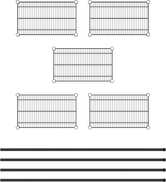 Commercial NSF Listed Black Epoxy Stationary Wire Shelving Kit 14" x 24" x 64", with 5 Shelves Perfect for Warehouse, Walk-in Refrigerator, Freezer, Grocery Store, Restaurant, Dishroom