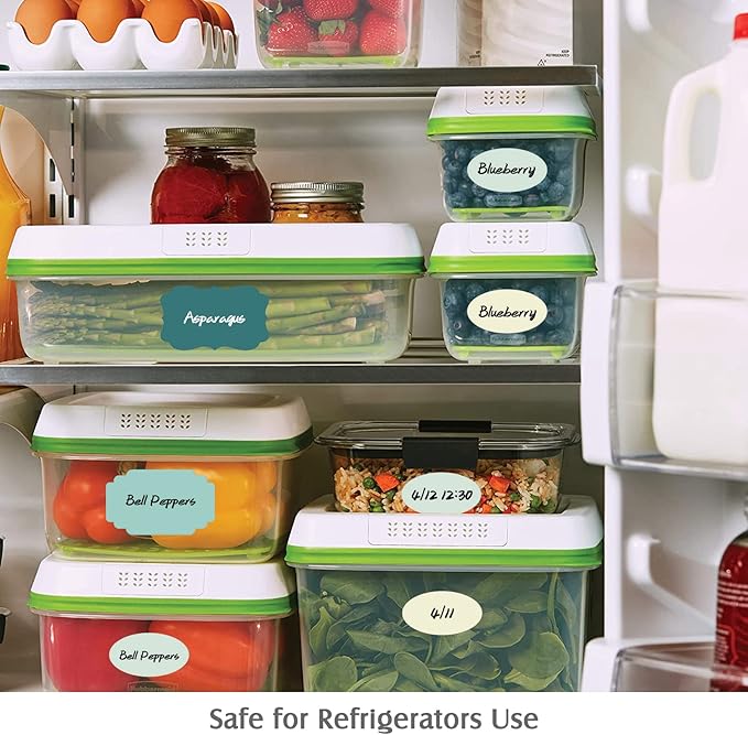 Nardo Visgo 120pcs Colored Chalkboard Label Stickers with 2 Markers, Assorted Shapes Removable Waterproof Self-Adhesive Kitchen Write-on Labels for Food Storage Container Spice Jar Bottle Storage Bin