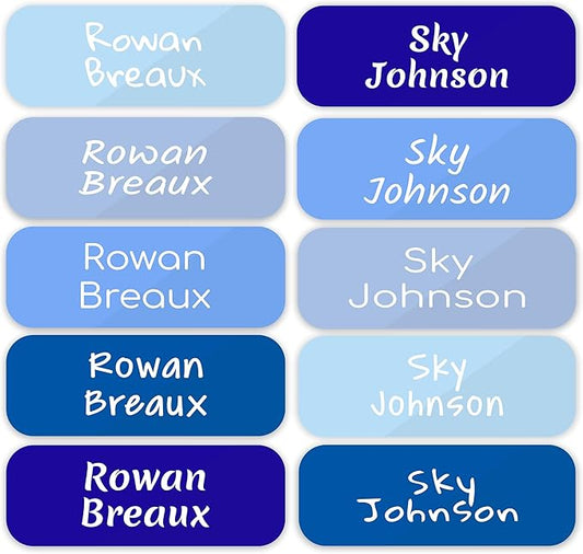KYTRA Personalized Name Labels for Kids 120 Stickers for Daycare & School Supplies, Clothes, Toys, Lunchboxes and More - Waterproof, Laundry, Dishwasher & Microwave Safe, Made in USA (Ocean)