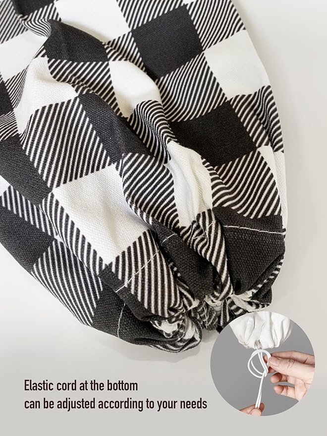 Hglian Plastic Grocery Bag Holder,Black and White Checked Grocery Shopping Bags Organizer,Buffalo Plaid Storage Bag-Extra Large