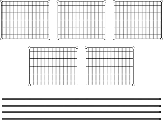 Commercial NSF Listed Black Epoxy Stationary Wire Shelving Kit 24" x 30" x 96", with 5 Shelves Perfect for Warehouse, Walk-in Refrigerator, Freezer, Grocery Store, Restaurant, Dishroom