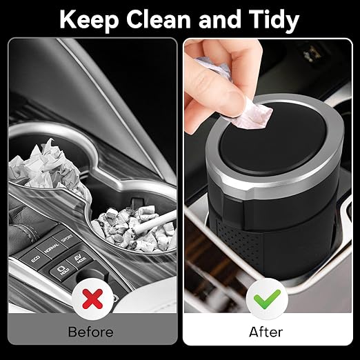 Car Trash Can Bin with Lid - 2 Packs Mini Car Garbage Can Cup Holder-Silver Small Leakproof Vehicle Trash Garbage Can Bin-Automotive Car Organizers and Storage for Back Seat SUV Truck Accessories
