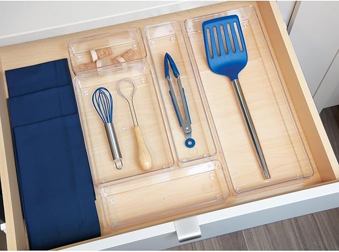 iDesign Recycled Plastic Drawer Organizer Solution – 3" x 6" x 2", Clear Bin