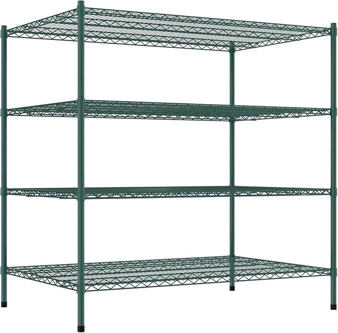 Commercial NSF Listed Green Epoxy Stationary Wire Shelving Kit 36" x 54" x 54", with 4 Shelves Perfect for Warehouse, Walk-in Refrigerator, Freezer, Grocery Store, Restaurant, Dishroom