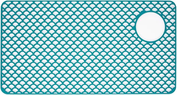 SEEK RARE Kitchen Sink Mat 28.3 x 15.2in Silicone Sink Mat Non Slip Sink Protector for Farmhouse Kitchen Green B