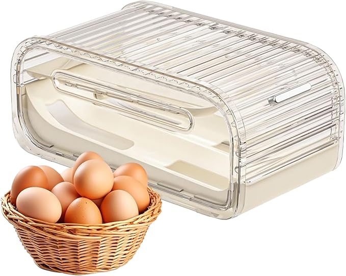 Egg Holder For Fridge, With Protective Sliding Lid, 1 Set, Egg Tray, 2 Tier Eggs Organizer, Versatile Home And Travel Use, For Kitchen, Camping, RV, Or Family Storage