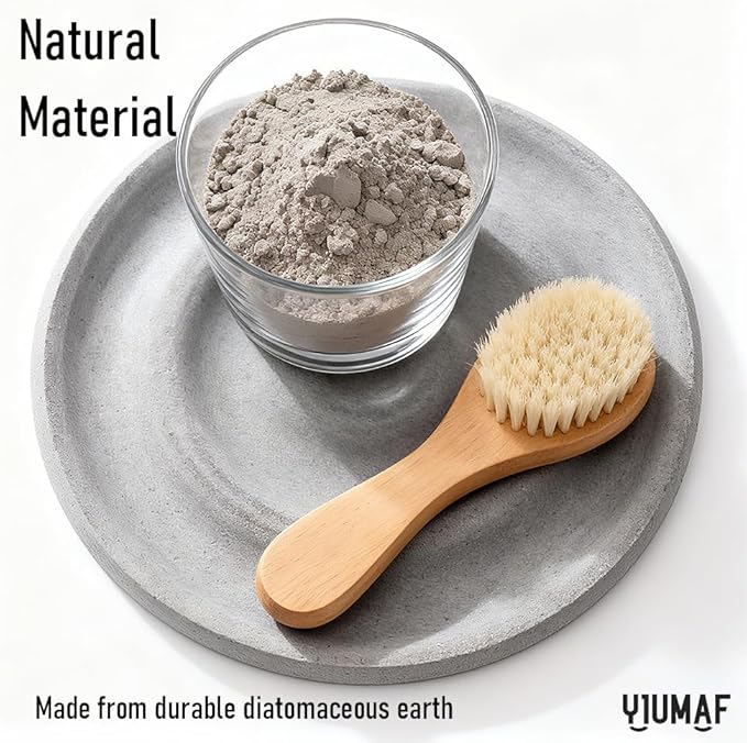 Diatomite Stone Soap Dish & Tray - Water Absorbing for Bathroom Kitchen Sink, Quick Dry Sponge Holder, Non-Slip Stand, Round Organizer Mat for Bar Soap, Drying Tray & Coaster (White)