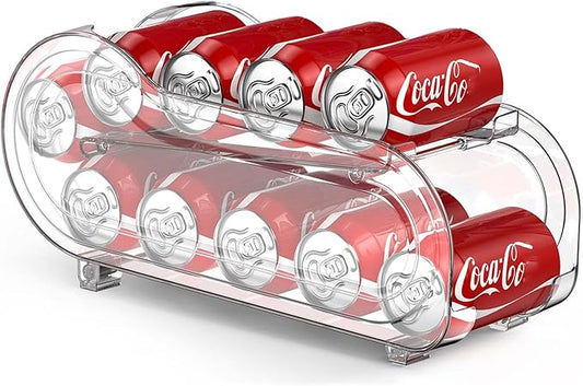 Auto-Rolling Soda Can Organizer for Refrigerator/Fridge, UpgradedSoda Can Dispenser & Holder for Pantry Storage 10 Standard Size 12oz/ 11.2oz/ 355ml/ 330m Drink Short Cans (Clear)