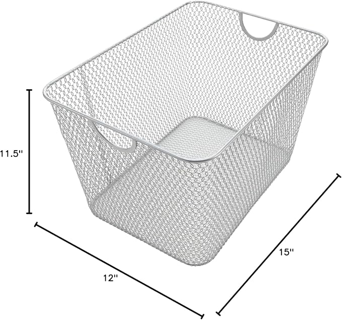 YBM HOME Kitchen Pantry Organizer Wire Basket for Shelves, Cabinets, Pantry, Countertop, Mesh Open Storage Bin Metal Basket for Organizing Food Supplies 15 x 12 x 11.5, Pack of 6