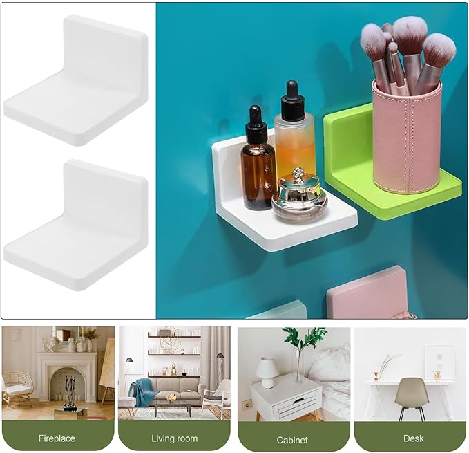 Sewroro Multi-use Adhesive Plant Window Shelves Wall Rack 3pcs White Floating Planter Brackets for Indoor Garden Kitchen Décor