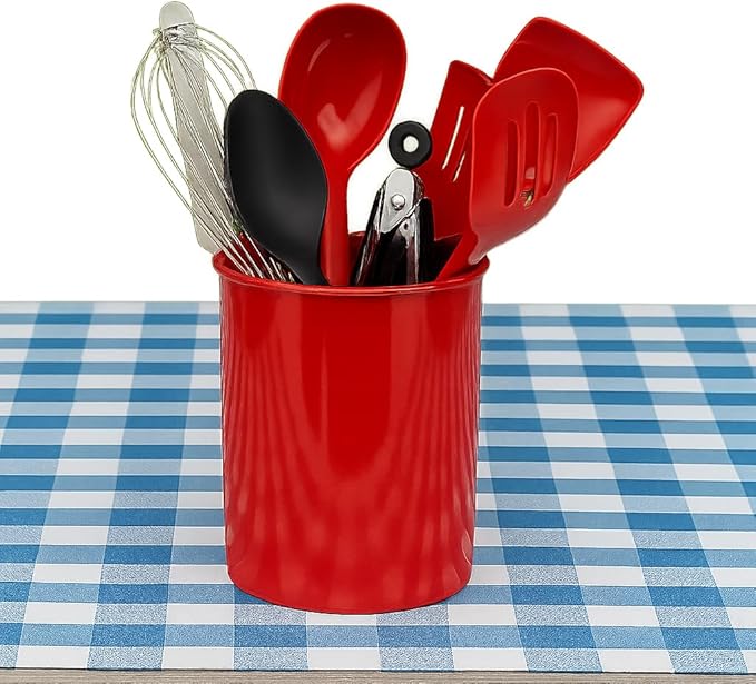 Reston Lloyd Multipurpose Utensil/Crock Holders Organize Wide Variety of Sizes of Utensils & Tools, Includes Large, & Miniature, Red