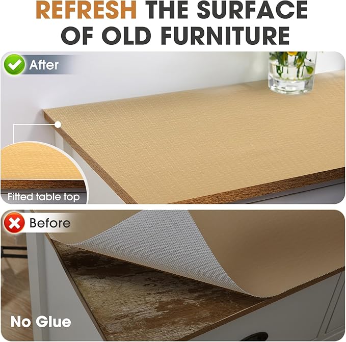ALIUNI Drawer and Shelf Liner, Non-Slip Kitchen Cabinet Liners Non-Adhesive Thick Strong Grip Waterproof Washable Mats Protect Dresser Shelves Cupboard Bathroom Cabinets, Beige, 18 in X 20 FT