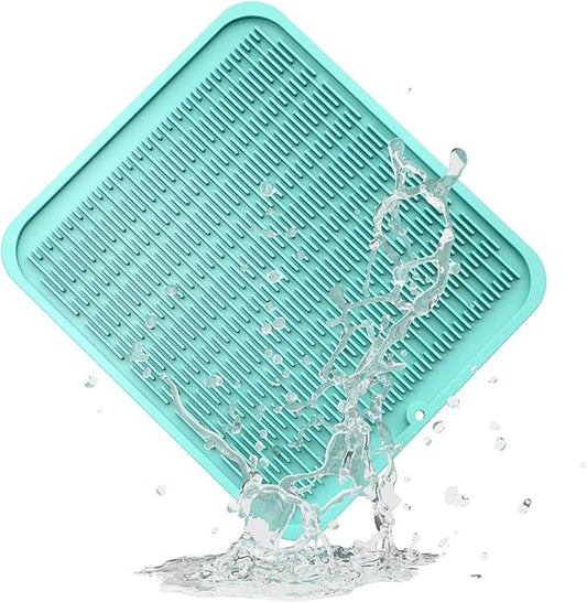 ZLR Large Silicone Dish Drying Mat (16" x 18") - XL Heavy Duty Drainboard Mat for Pots, Pans & Family Loads - Heat Resistant Trivet & Counter Protector, Easy Clean (Mint Green)