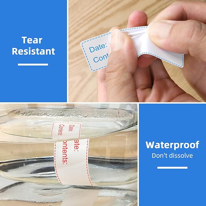 350 PCS Printholic 1" x 3" Food Storage Stickers, Removable Freezer Labels, 2 Color Food Labels Roll, Refrigerator Freezer Paper Label Easy Clean Leaves No Residue Waterproof