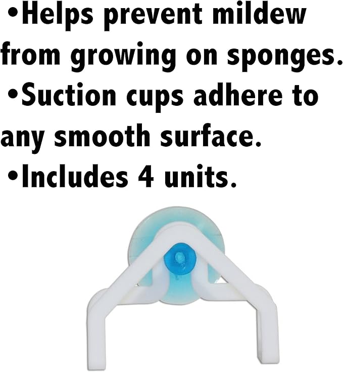 Jokari Suction Cup Kitchen Sponge Caddy 4 Pack. Stick to Any Type of Stainless Steel or Ceramic Sink to Keep Scrubbers Elevated and Counters Clutter Free. Dries Sponges Quickly