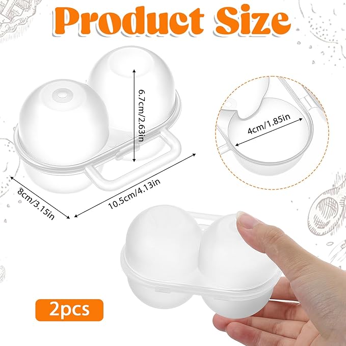 2 Pack 2 Slot Hard Boiled Egg Holder, Portable Camping Egg Container Clear Plastic Eggs Storage Box Lightweight Eggs Carrier Storage Box for Home Kitchen Fridge Picnic Outdoors Carrying