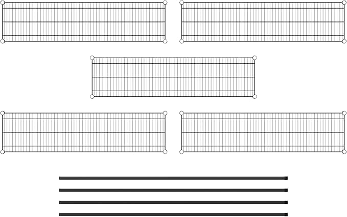 Commercial NSF Listed Black Epoxy Stationary Wire Shelving Kit 14" x 54" x 74", with 5 Shelves Perfect for Warehouse, Walk-in Refrigerator, Freezer, Grocery Store, Restaurant, Dishroom