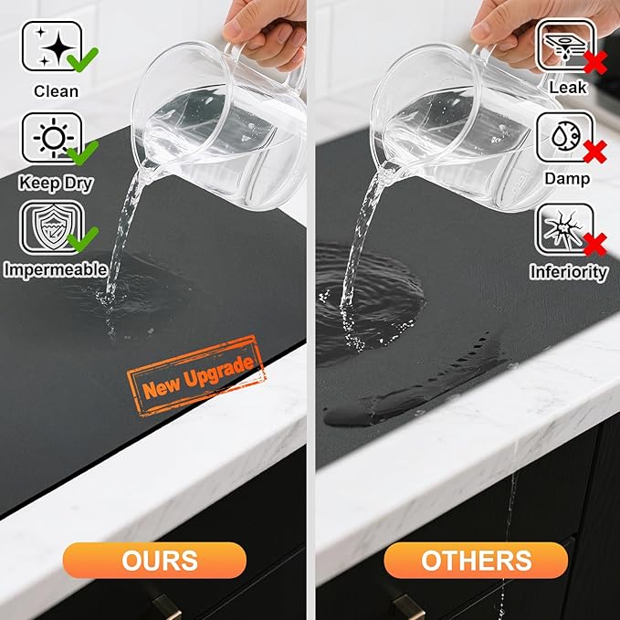 Dish Drying Mat & Coffee Mat for Kitchen Counter, Absorbent Microfiber Waterproof Mat with Non-Slip Backing, Multi-Size Multi-Color Options, Sink and Coffee Bar Accessories
