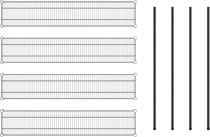 Commercial NSF Listed Black Epoxy Stationary Wire Shelving Kit 12" x 60" x 54", with 4 Shelves Perfect for Warehouse, Walk-in Refrigerator, Freezer, Grocery Store, Restaurant, Dishroom