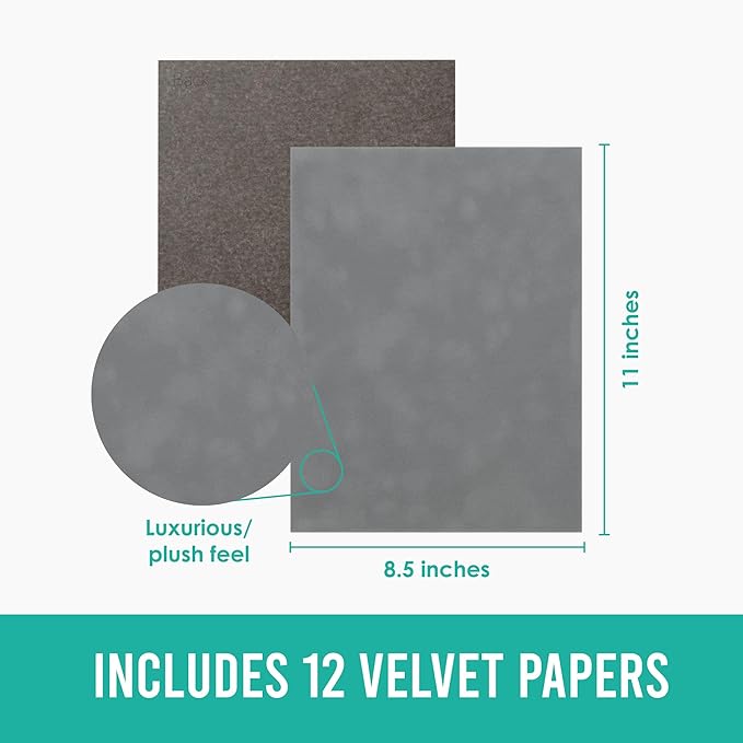 S.E.I Chrome Velvet Paper, Felt Fabric for Drawer and Jewelry Box Liner, 8.5" x 11" - 12 Sheets
