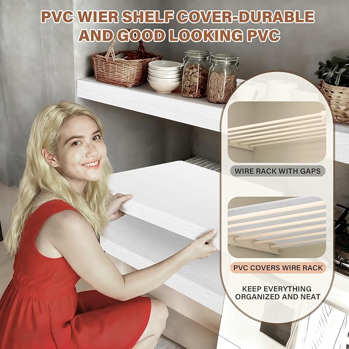 Wire Rack Covers for Shelves, 32 * 12 inch Wires Shelf Ccover, Shelfs Covers for Wire Shelving, Easy to Cut Install Wires Shelf 0.31-inch Thick Moisture Durable Shelfs Liner for Kitchen, Pantry White