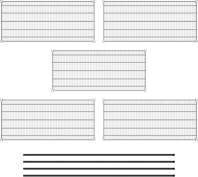 Commercial NSF Listed Black Epoxy Stationary Wire Shelving Kit 24" x 54" x 86", with 5 Shelves Perfect for Warehouse, Walk-in Refrigerator, Freezer, Grocery Store, Restaurant, Dishroom