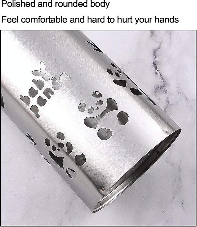 Stainless Steel Utensil Holder - Utensil Caddy, Weighted Base for Stability - Utensil Crock and Countertop Utensil Organizer, Stainless Steel Caddy Panda