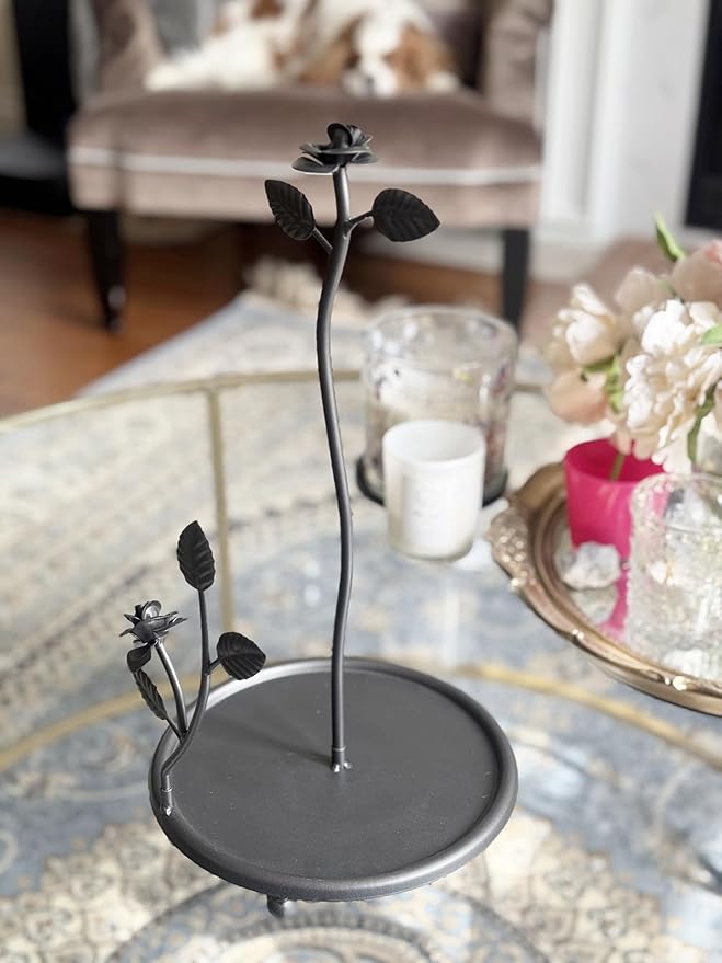 Rose Paper Towel Kitchen Roll Holder | Dark Grey | Elegant Premium Stainless Steel Kitchen Countertop Roll Dispenser