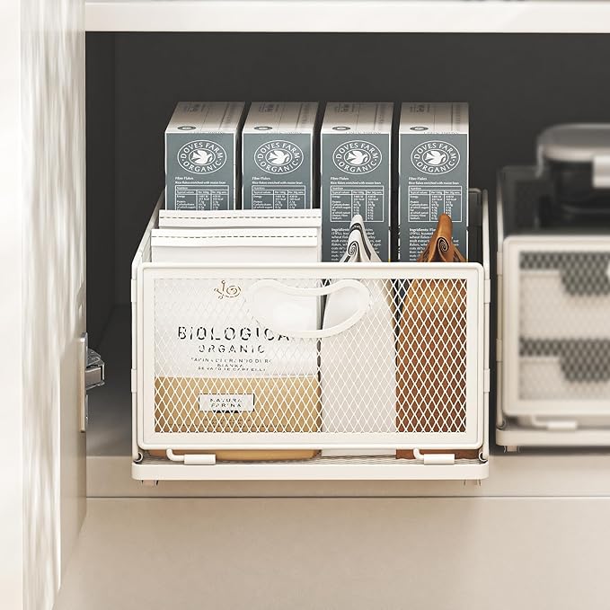 Pull Out Cabinet Organizer,Metal Carbon Steel and Silent sliding Design,Heavy Duty Cabinet Slide Out Shelves for Storing and Organizing Bathrooms, Kitchens, Bedroom 11.8" D*9.6" W*6.1" H
